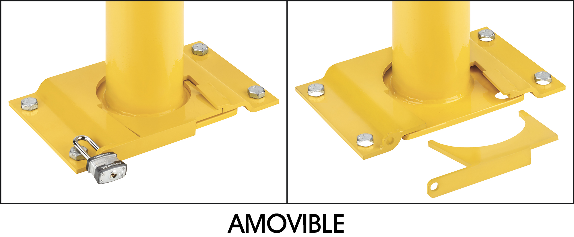 Borne De Sécurité Amovible En Acier Inoxydable Avec Bandes Réfléchissantes – Colonne Parking Dé Montable 31,4 X 3 Cm – Idéale Pour Allées, Parkings Privés, Entrées – Avec Cadenas Et Clés